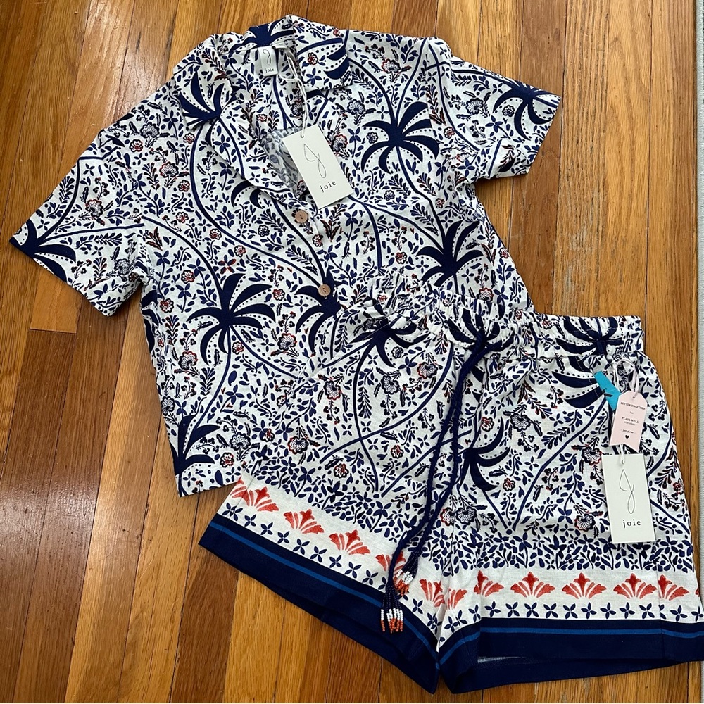 Joie Boho Batik Print Pattern Linen Blend Shorts … - image 1